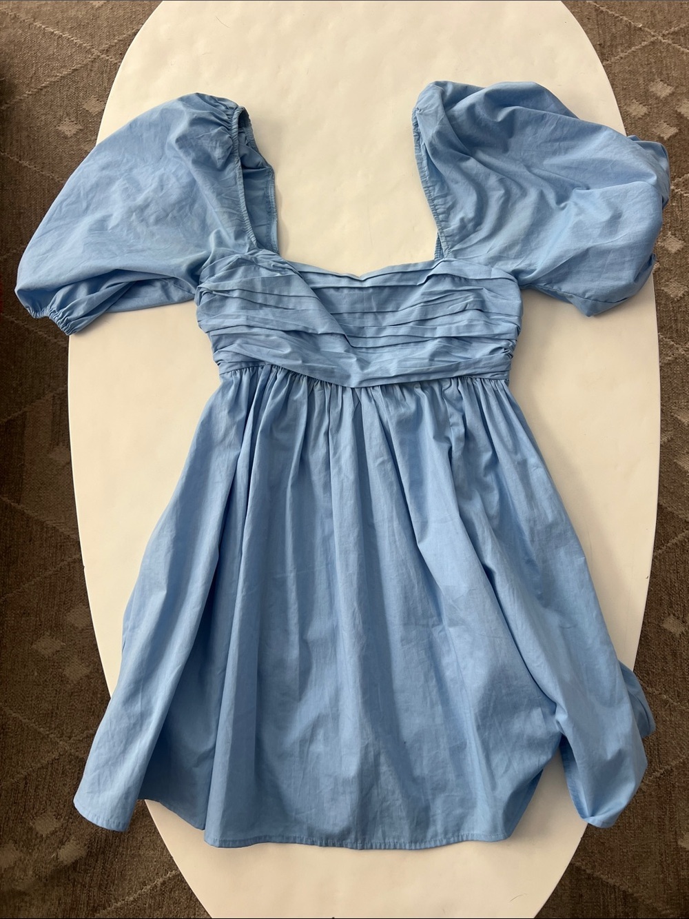 Abercrombie and Fitch Emerson Poplin Puff Sleeve Mini Dress in Powder Blue Small - Picture 3 of 9